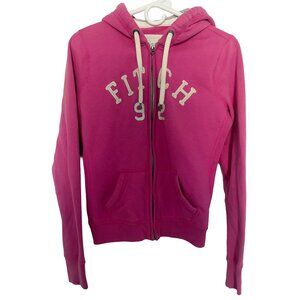 Abercrombie & Fitch "Fitch 92" Pink Zip Up Hoodie Logo Women's Sweatshirt- M